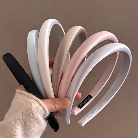 Serre-tête en Satin Minimaliste pour Femmes Couleur Unie Bandeau à Calotte Haute Style Coréen Élégant Accessoires de Coiffure Quotidienne
