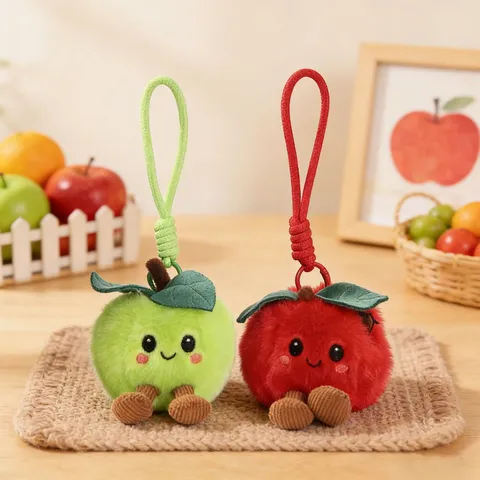 Kreativer Apfel Plüsch Schlüsselanhänger Spielzeug Süße Frucht Puppe Hängendes Ornament Mit Cord Beinen Abschlussgeschenk Für Taschenanhänger Rot Grün Gelb