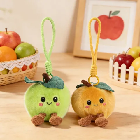 Kreativer Apfel Plüsch Schlüsselanhänger Spielzeug Süße Frucht Puppe Hängendes Ornament Mit Cord Beinen Abschlussgeschenk Für Taschenanhänger Rot Grün Gelb