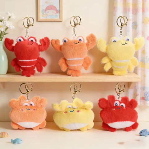 Simpatico Portachiavi in Peluche con Animali Marini Ciondolo a Forma di Granchio Aragosta Pesce Pagliaccio per Zaino