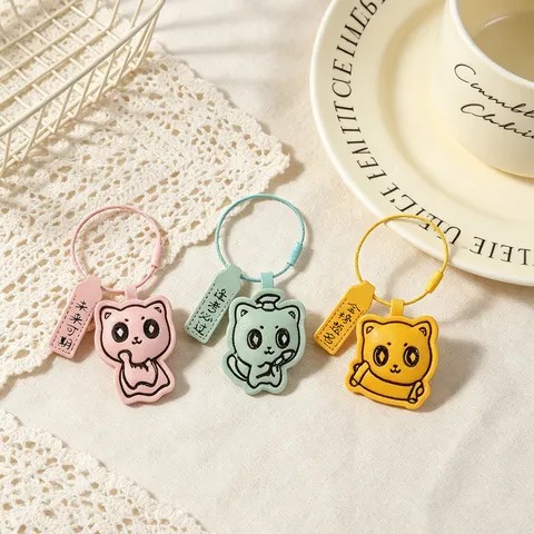 Creative Leather Cat Keychain Lucky Charm Gift For Students Graduation Exam Success Blessing Pendant Cute Animal Key Ring