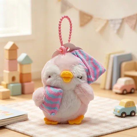 Cartoon Penguin Plush Keychain Pajama Style Backpack Pendant Soft Stuffed Animal Doll For Kids Girls School Bag Decoration Gift