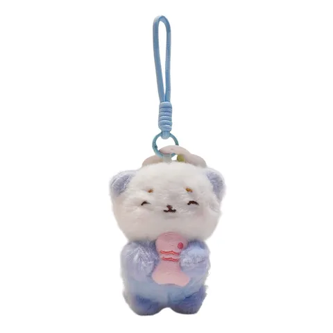 Creative Fish Holding Sea Otter Plush Keychain Soft Cartoon Animal Stuffed Toy Bag Pendant For Women Kids Birthday Gift Cute Keychain