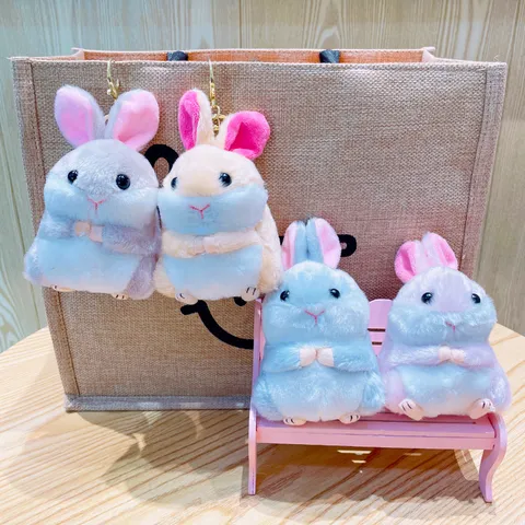 Cute Plush Cartoon Rabbit Hamster Keychain Doll Soft Backpack Pendant Decoration Small Gift For Party Gathering Accessories