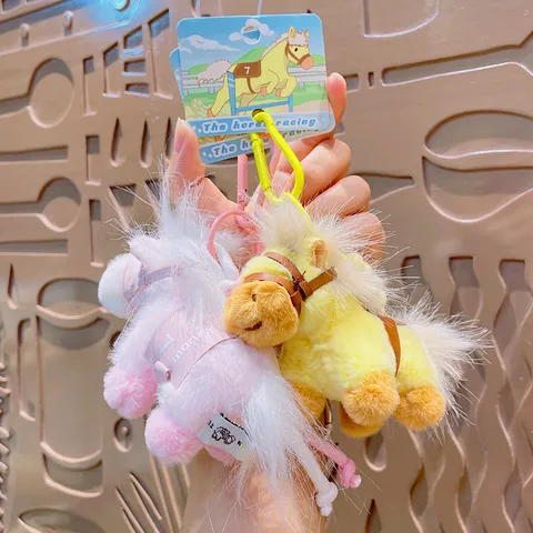 Lindo Llavero de Caballo de Peluche Colgante Dibujos Animados Mascota Bolsa de Escuela Colgante Juguete Llavero de Coche Adorno Regalo