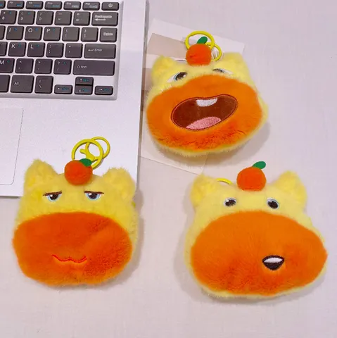 Cute Capybara Plush Coin Purse Keychain Cartoon Animal Stuffed Toy Bag Pendant Yellow Orange Plushie For Kids