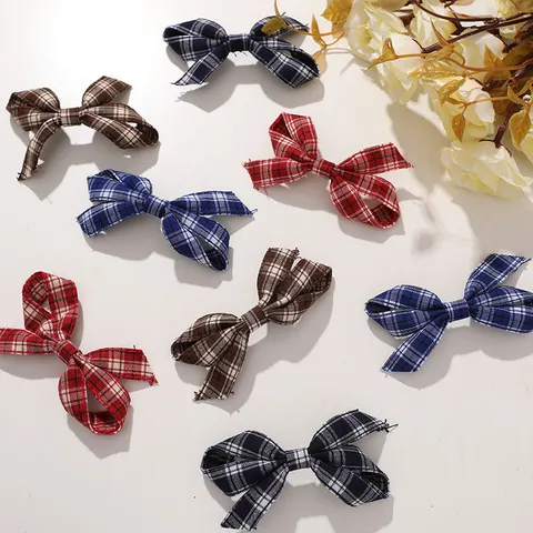 Pinza de Pelo con Lazo a Cuadros Vintage Preppy en Tela Accesorios de Cabello para Mujeres Lindo Regalo Diario