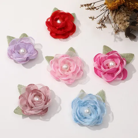 Estilo Resort Malla Floral Pinza de Pelo DIY Manualidades Accesorios Perla Artificial Parche de Flor