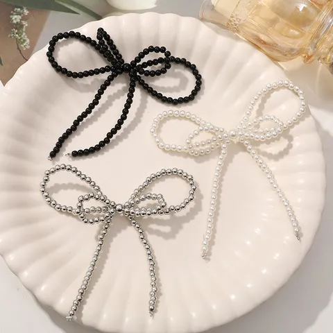 Artificial Pearl Bow DIY Handmade Shoe Flower Shoe Buckle Bag Hanging Ornament Earring Accessory Cute Decorative Craft
