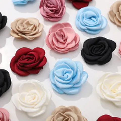 Accesorio de Cabello Collar Correa de Flor de Malla Hecho a Mano DIY Aplique Floral de Camelia de Tela Joyería de Moda Manualidades