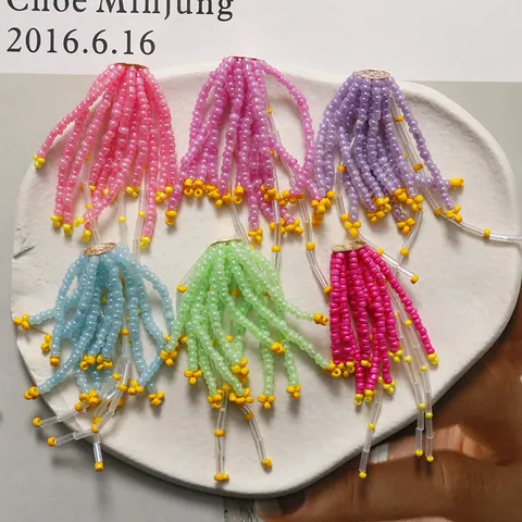 DIY Hecho a Mano Cuentas Borla Flor Horquilla Pendiente Material Cuentas de Vidrio Manualidades Accesorio Suministros de Joyería