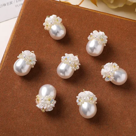 DIY Artificial Pearl Flower Drop Pendant Fashion Jewelry Making Accessories Charm For Necklace Earring Women Craft