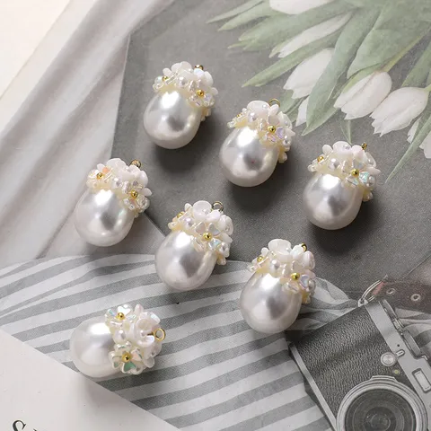 DIY Artificial Pearl Flower Drop Pendant Fashion Jewelry Making Accessories Charm For Necklace Earring Women Craft