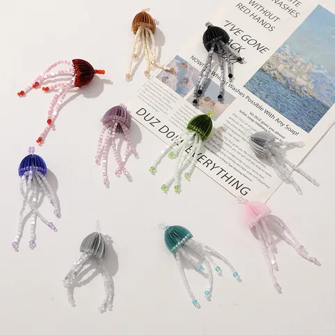 Pendientes Colgantes de Cuentas de Medusa Tejidos a Mano Estilo Hada Lindo Cuentas de Vidrio Pendientes de Botón Personalizados Regalo de Joyería para Mujeres