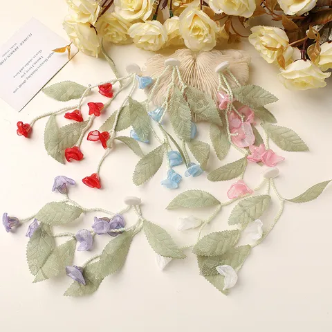 Estilo Bosque Pendientes de Borla Lirio de los Valles Cuentas de Vidrio Floral Colgantes Hadas Joyería de Mujer