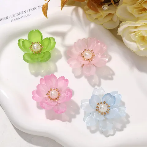 Glass Flower DIY Accessories Double Layer Artificial Pearl Flower Craft Components For Hair Accessories And Earrings