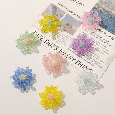 Handgemachte Kristallglas Reiskorn Perle Blume DIY Zubehör Retro Chinesischer Stil Perlen Ohrring Haarnadel Material Handwerk