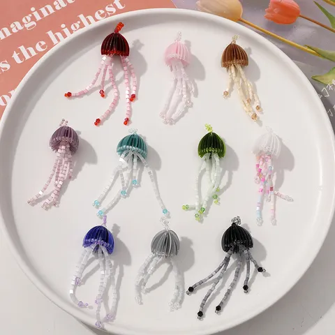 Pendientes Colgantes de Cuentas de Medusa Tejidos a Mano Estilo Hada Lindo Cuentas de Vidrio Pendientes de Botón Personalizados Regalo de Joyería para Mujeres
