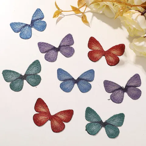 Patch en Tissu Papillon Brodé de Fil d'Or Rétro en Maille Accessoires de Cheveux DIY Vêtements Décoration de Rideau
