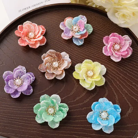 DIY Hecho a Mano Degradado Acrílico Pétalos de Flores Perla Artificial Accesorios de Manualidades Para Fabricación de Joyas Broche Pendientes Tocado
