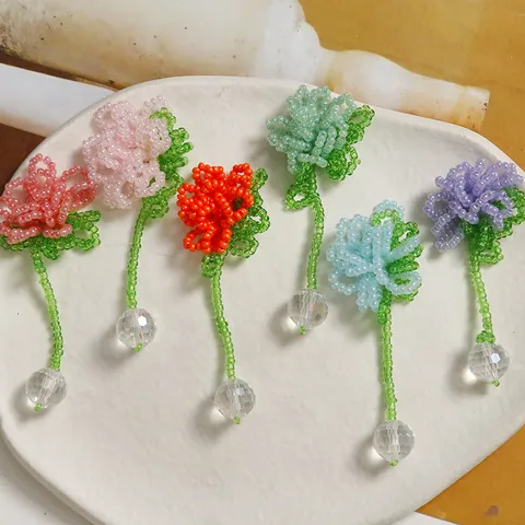 Handgefertigt Gewebt Glas Kristallkugel Blumen Anhänger DIY Haarklammer Ohrring Schmuckzubehör Material Bastelbedarf
