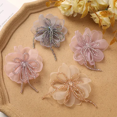 Vintage Borla Cristal Organza Flor Pinza de Pelo Tococado Corsé Ropa Accesorio DIY Joyería para el Cabello de Mujer