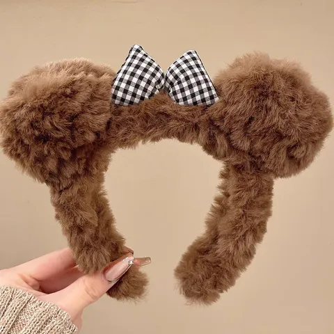 Schattige Pluche Cartoon Dier Oor Haarband Zachte Pluizige Haarring Zoete Dagelijkse Make-up Gezicht Wassen Hoofddeksel Voor Vrouwen Meisjes