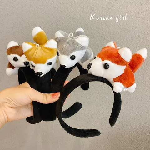 Cute Cartoon Puppy Plush Headband Soft Fabric Animal Hair Hoop Cute Headwear Daily Wash Face Hair Accessories For Women