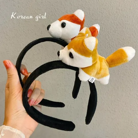 Cute Cartoon Puppy Plush Headband Soft Fabric Animal Hair Hoop Cute Headwear Daily Wash Face Hair Accessories For Women