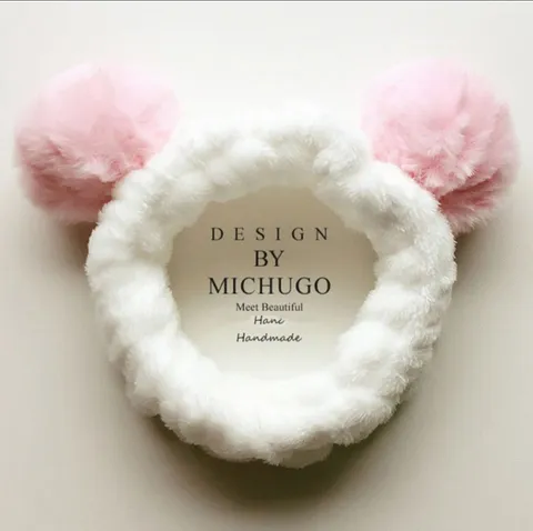 Joli Bandeau à Cheveux en Peluche Animal Lavage Visage Bandeau Doux Polaire Corail Maquillage Cercle Cheveux Pompon Accessoires Cheveux