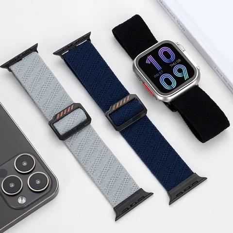 Cinturino per Smartwatch a Anello in Nylon Tessuto di Ricambio con Fibbia in Metallo Bracciale Casual Quotidiano Sportivo