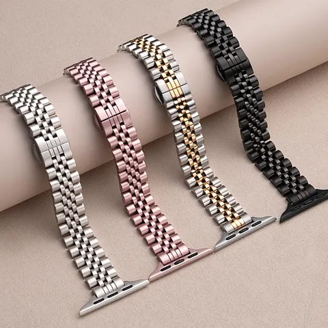 Roestvrijstalen Metalen Horlogeband Voor Apple Watch Series SE Ultra Vervanging Jubilee Link Armband Strap Voor Dames