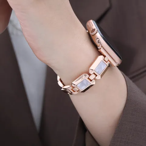 High-End Kreative Metall Und Harz Smartwatch Ersatzarmband Kompatibel Mit Apple Watch Mode Uhrenarmband
