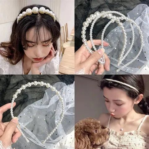 Elegante Cerchietto in Perle Artificiali Vintage Cerchio per Capelli in Metallo Dorato Accessori per Capelli Dolci per Donna Festa Quotidiana