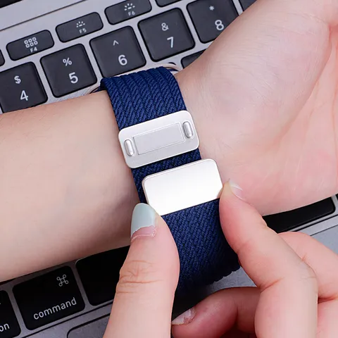 Nylon Woven Magnetic Clasp Watch Band For Apple Watch Ultra Series Striped Replacement Strap Smartwatch Wristband