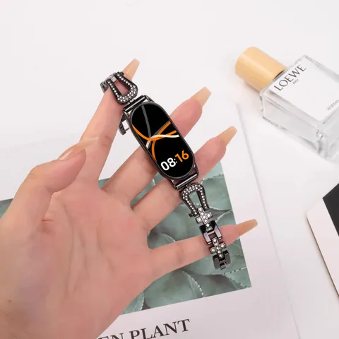 Luxury Metal Chain Rhinestone Watch Band For Xiaomi Smart Band Replacement Strap Fashion Wristwatch Bracelet