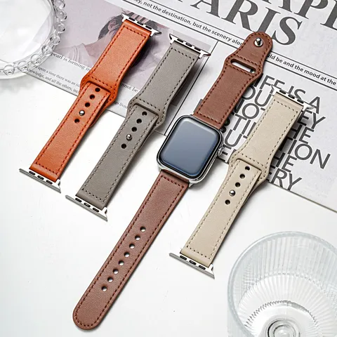Cinturino per Orologio in Vera Pelle Con Borchie Metalliche Cinturino di Ricambio Retro Per Smartwatch Donna