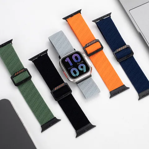 Cinturino per Smartwatch a Anello in Nylon Tessuto di Ricambio con Fibbia in Metallo Bracciale Casual Quotidiano Sportivo