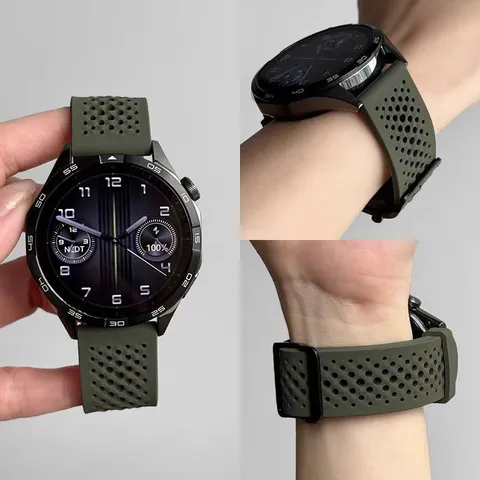 Cinturino di Ricambio Perforato Traspirante in Silicone per Smartwatch Bracciale Sportivo alla Moda