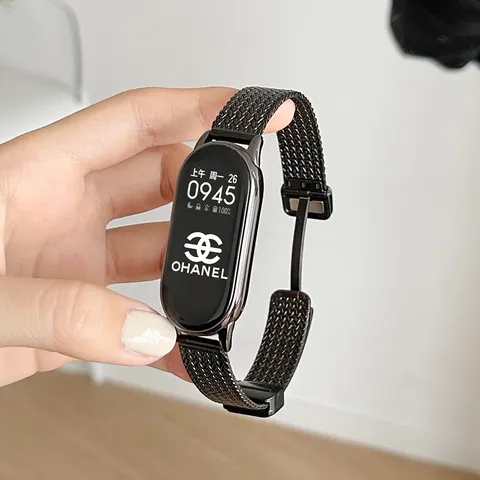 Cinturino Magnetico in Acciaio Inossidabile con Motivo a Grano per Xiaomi Smart Band Cinturino di Ricambio in Metallo Gioielli