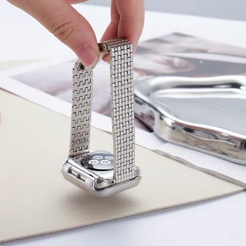 Damen Edelstahl Armband Sternenhimmel Metallgewebe Armband Mit Faltschließe Für Apple Watch Series Ultra SE