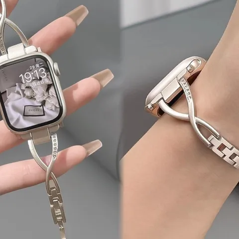 Donna Metallo Croce Strass Cinturino Orologio Per Apple Watch Lusso Acciaio Inossidabile Sottile Accessorio Gioiello
