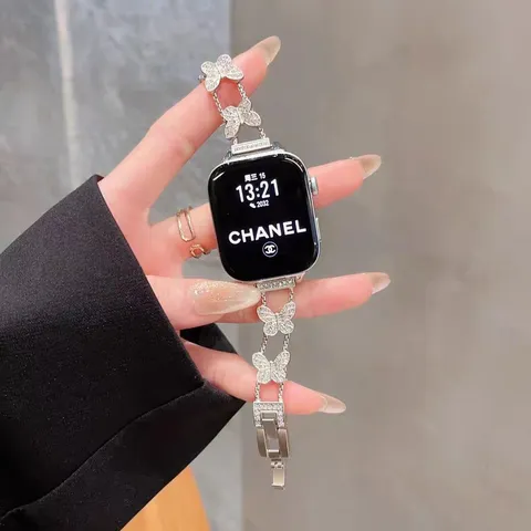 Cinturino per Smartwatch in Strass Farfalla di Metallo Sostituzione Gioielli di Moda per Donne