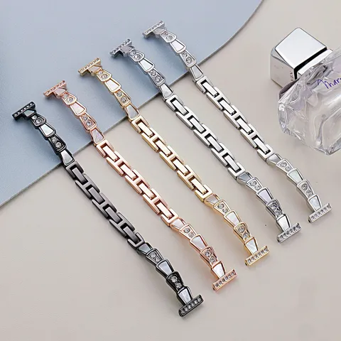 Cinturino per Orologio in Metallo con Strass da Donna Compatibile con Smartwatch Lusso Moda Bracciale a Ventaglio Ricambio