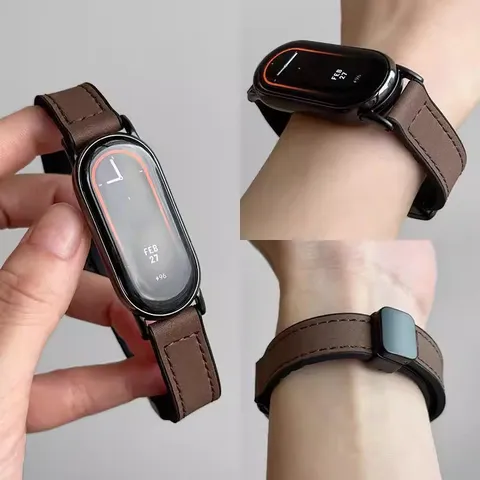 Silicone Crazy Horse Pattern Replacement Watch Band For Xiaomi Smart Band Magnetic Clasp Fashion Wrist Strap Accessories