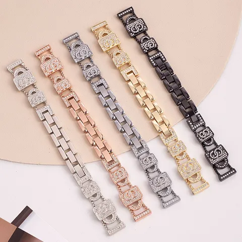 Cinturino in Metallo di Lusso Con Strass Lucido Stile Designer Ricambio per Apple Watch Gioielli da Donna