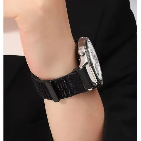 Nylon Braided Elastic Velcro Watch Band Replacement Strap Compatible With Smart Watch Mountain Texture Sport Wristband