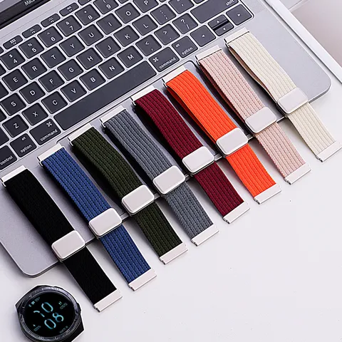 Nylon Geflochtenes Uhrenarmband Für Apple Watch Huawei GT Magnetverschluss Elastisches Ersatzarmband Modisch Handgelenkband