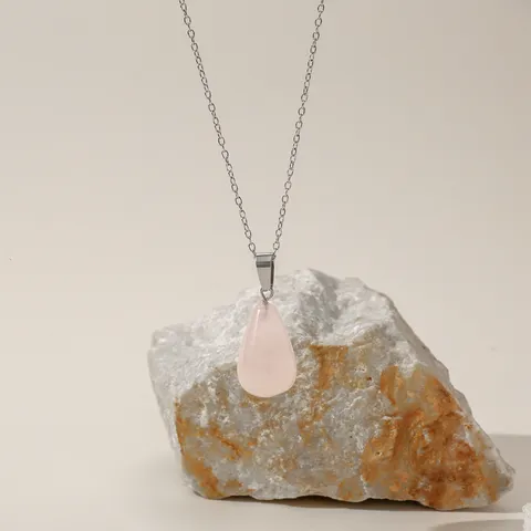 Roestvrijstalen Natuursteen Traan Hanger Halsketting Elegante Veelzijdige Sleutelbeen Ketting Mode Sieraden Vrouwen