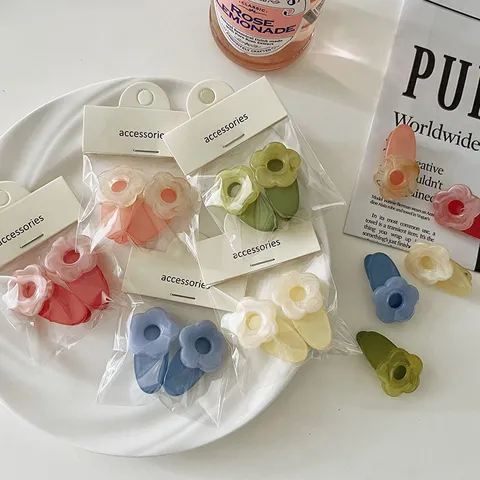 Stile Ins Coreano Carino Colorato Macaron Fiore Mollette Becco d'Anatra Accessori Capelli Donna